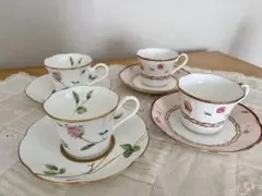 ナルミ　ロージーレーン　ロージーブレスレットカップ ソーサー 廃盤品4客セット
