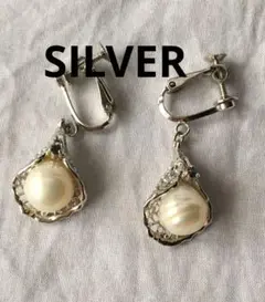 ビンテージ　バロックパール　サファイア　シルバー　イヤリング　SILVER