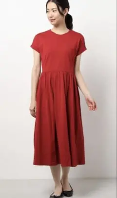 【美品】アニエスベー38 レッド カットソーワンピース 半袖