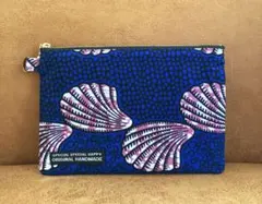 アフリカンファブリック フラットポーチ Dカン付き アフリカ布