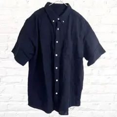 LIVE TION シャツ 半袖 ダブルボタン ポケット ブラック メンズ XL