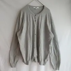 UNIQLO◇クルーネックカーディガン(3XL)グレー 綿100％ 大きいサイズ