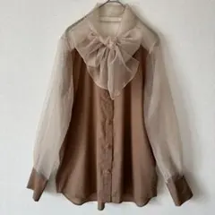 美品✨ AEWEN MATOPH イウエンマトフ オーガンジー ボウタイブラウスのサムネイル