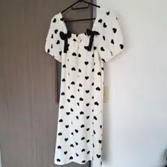 ハート柄ロングワンピース アイボリー