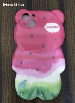 【iPhone 15 Plus】スイカ柄 クマちゃん かわいい ケース 新品
