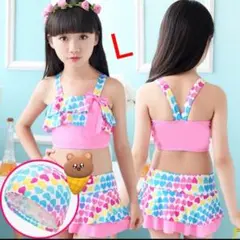 子供水着 女の子 上着 パンツ 帽子 3点セット ビキニ Lサイズ