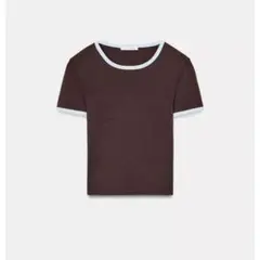 ZARA コントラストトリム クロップドTシャツ