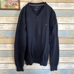 【マストアイテム】TOMMY HILFIGER Vネックコットンセーター M
