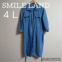 SMILE LAND デニム シャツワンピース 4L 大きいサイズ 綿100％のサムネイル