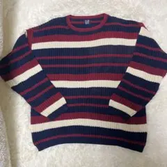 90s old gap デカタグ ボーダー コットンニット big size!