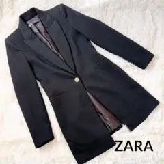 ZARA ザラ 金ボタン テーラードジャケット ロング丈 フォーマル ブラック