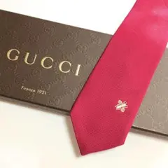 未使用級✨GUCCI ネクタイ ナロータイ クレストロゴ ソリッド ボルドー 