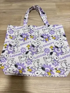 SNOOPY スヌーピー トートバッグ 花柄 パープル