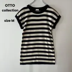 OTTO COLLECTION クルーネック ボーダーニットカットソー 黒白 Mのサムネイル