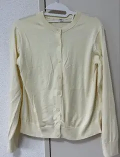 ユニクロ UVカットクルーネックカーディガン イエロー L レモンイエロー