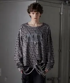 GRANCY グランシー レオパード柄ラインストーントップス Lサイズ　ロンT