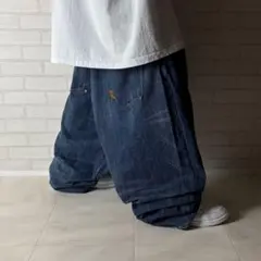 ロカウェア ダブルニー 極太 オーバーサイズ デニム バギーパンツ B系 