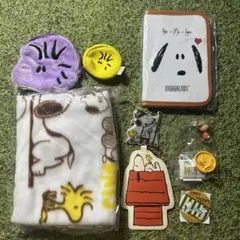 スヌーピーまとめ売り8点セットブランケット手帳形ポーチストラップ絵本ガチャ缶バ