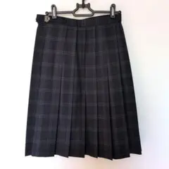 ネイビー系チェック プリーツスカート 56cm丈