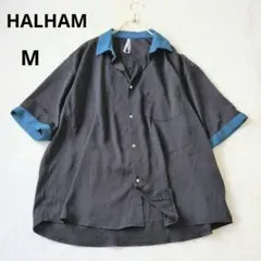 HALHAM クレリック半袖シャツ バイカラー ビッグシルエット M
