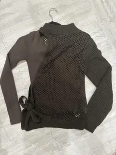 MURUA メッシュ編みセーター ダークグリーン　ワンショルダー　ニット
