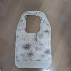 透かし編み ニットトートバッグ ホワイト