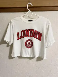 ZARA LONDON ロゴ クロップドTシャツ ホワイト Lのサムネイル