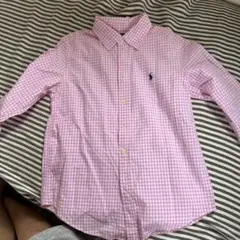 Ralph Laurenの長袖ピンクチェックシャツ