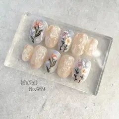 ネイルチップ 花 フラワー ニュアンス ちゅるん うるうる 韓国 シンプル 大人