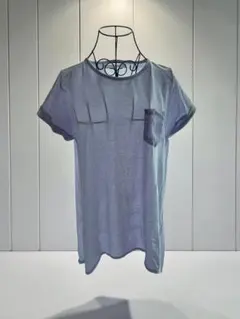 異素材切り替え ポケット付き 半袖Tシャツ ラベンダーカラーのサムネイル