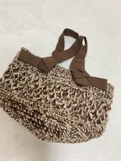 ブラウン　ハンドメイド　ハンドバッグ