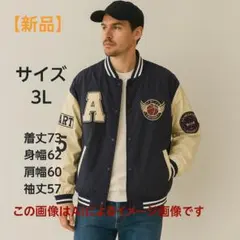 【新品】新春特別価格　スタジャン 刺繍ロゴ配色ブルゾン メンズ 3XL