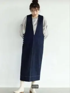 ✨美品❤️✨Vin デニムサロペット パールボタン ネイビー　スカートのサムネイル