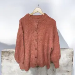 ピンクニットカーディガン M