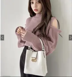 GRL 袖2wayショルダーオープンニットトップス mb1528　ピンク