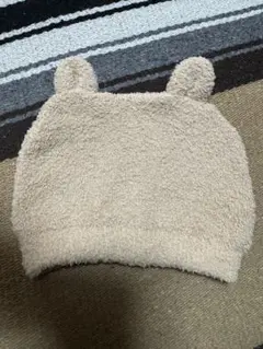 ベージュ耳付きベビー帽子 サイズ44cm