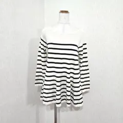 組曲 ボーダーニットチュニック（2）フレア 綿・絹 モノトーン 美シルエットのサムネイル