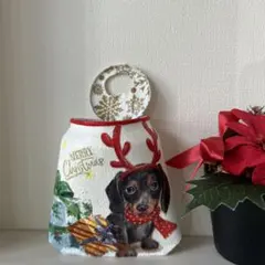 216 リメイク缶　リメ缶　ハンドメイド デコパージュ 犬　クリスマス