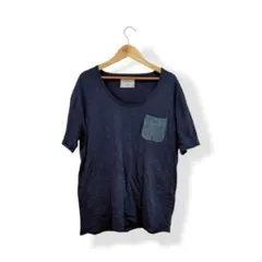 STUDIOUS ステュディオス 胸ポケット 半袖 Tシャツ ネイビー 2のサムネイル