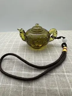 琥珀風 琥珀色の龍彫刻ティーポット 飾り