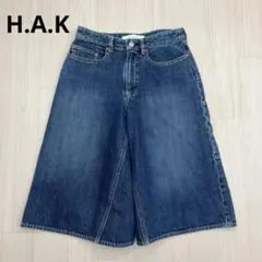 H.A.K ハク デニム ワイド ハーフパンツ ガウチョパンツ コットンのサムネイル
