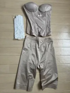 ブライダルインナーセット　コルセット ショーツ 手袋 ベージュ