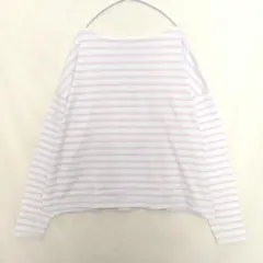 Samansa Mos2 長袖ボーダーTシャツ ベビーピンク×ホワイトのサムネイル