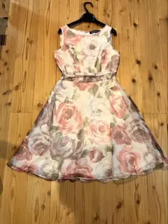 M'S GRACY フラワー シフォン ワンピース ウエストリボン 花柄 40