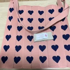 ショルダーバッグ　knt365 ハート　ピンク　ニット
