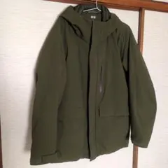 カーキ色 ダウンジャケット フード付き