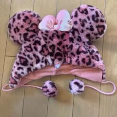 ミッキー耳付きヒョウ柄帽子