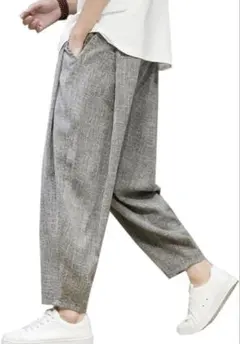 [Platilive] サルエルパンツ グレー メンズ ズボン ロング Lサイズ