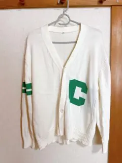 Cロゴ付きホワイトカーディガン Lサイズ