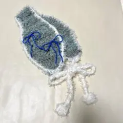 イヤーマフ　ハンドメイド　青　茶　かぎ編み